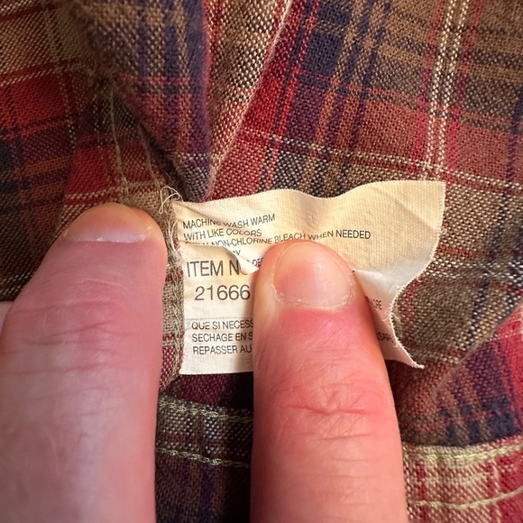 Eddie Bauer Men’s 2XL Brown Red Plaid Long Sleeve Button Down Outdoor Classic - Picture 5 of 8